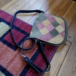 Brampton London suede patchwork crossbody rectangular boho medium messenger bag